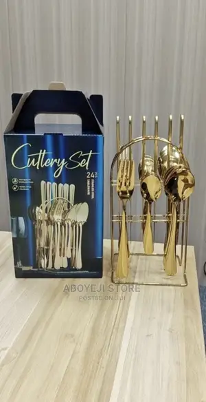 Set 24 Piece Gold Silverware