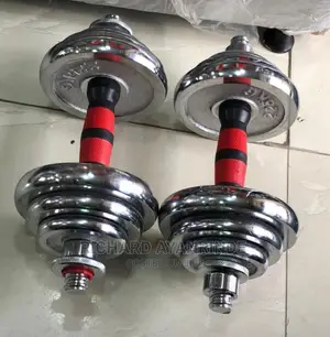 Set of 20kg Chrome Adjustable Dumbbells - 10kg Each
