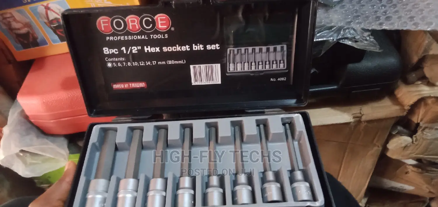 Force 8pc 1/2" Hex Socket Bit Set
