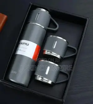 Stainless Steel Vacuum Flask With 2 Tea Cups Gift Set