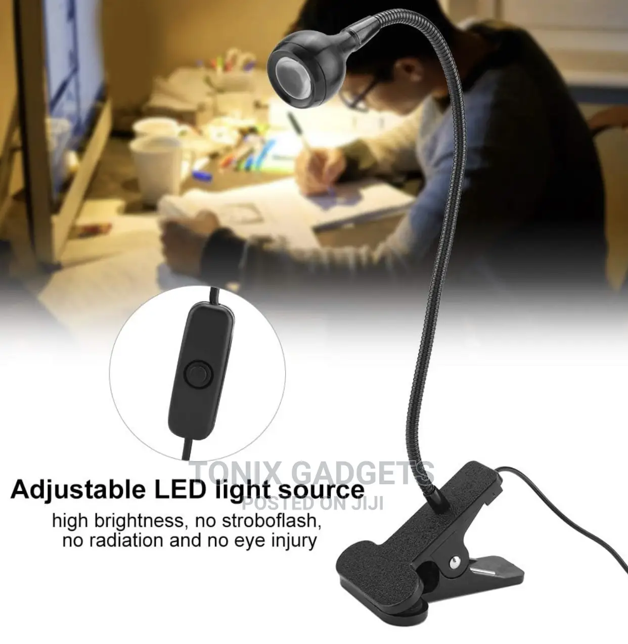 Foldable Lamp With Grip for Table and Other Surfaces