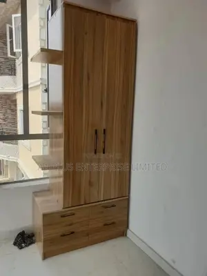 Standard Height Wardrobe + Floating Shelves Drawers Chest