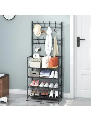 4 Layers Shoe Rack With Cloth Hanger