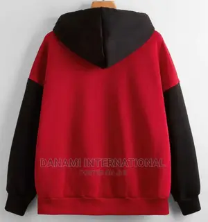 Red Black Contrast Hoodie