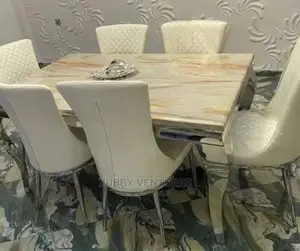 Brand New Quality Marble Top Dining Table Quality 6 Chairs