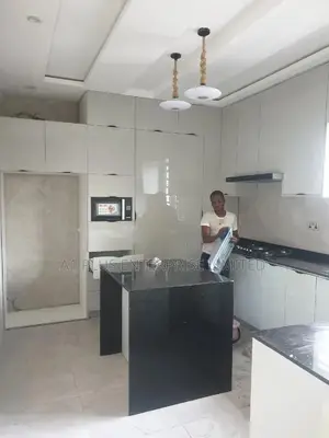 Gray Full Height Kitchencabinet With Black Galaxy Marble Top
