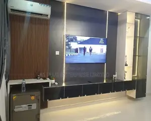Tv Wall Cladding With Side Decor Box, Table Console + Glass
