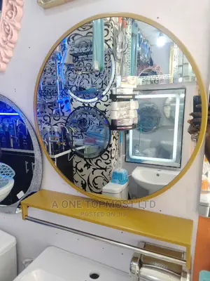 Gold Mirror With Shelf (60 By 60cm)