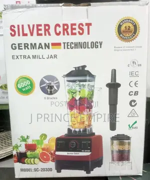 Silver Crest 2lit 6000W Food Blender, EXTRA MILL JAR