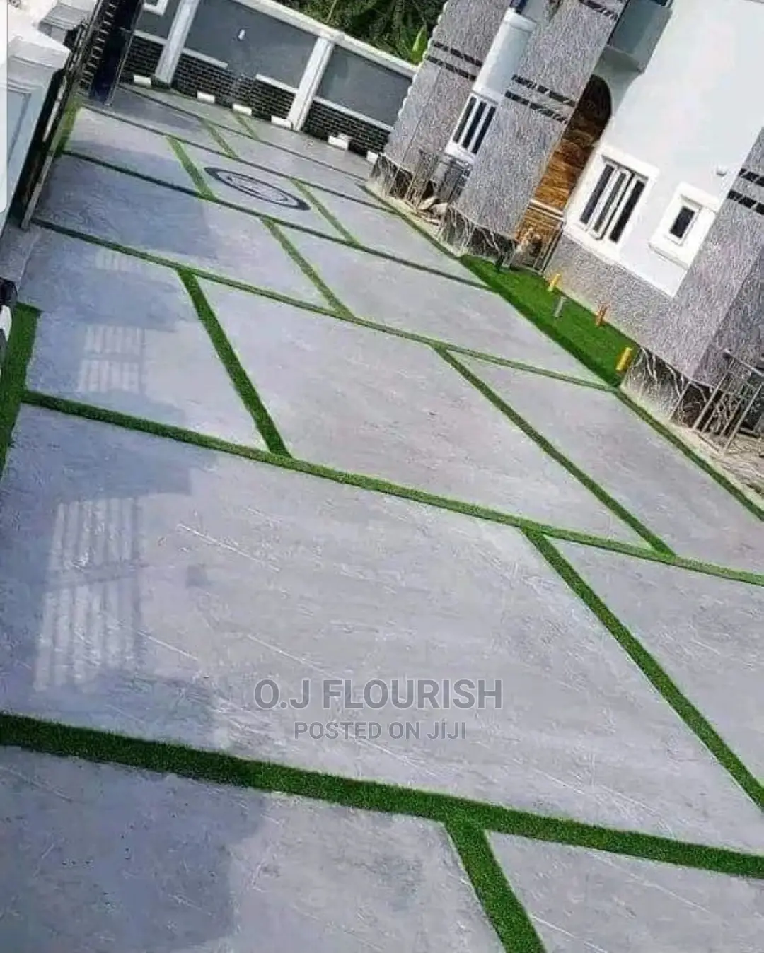 Artificial Grass Effect Stamped Concrete