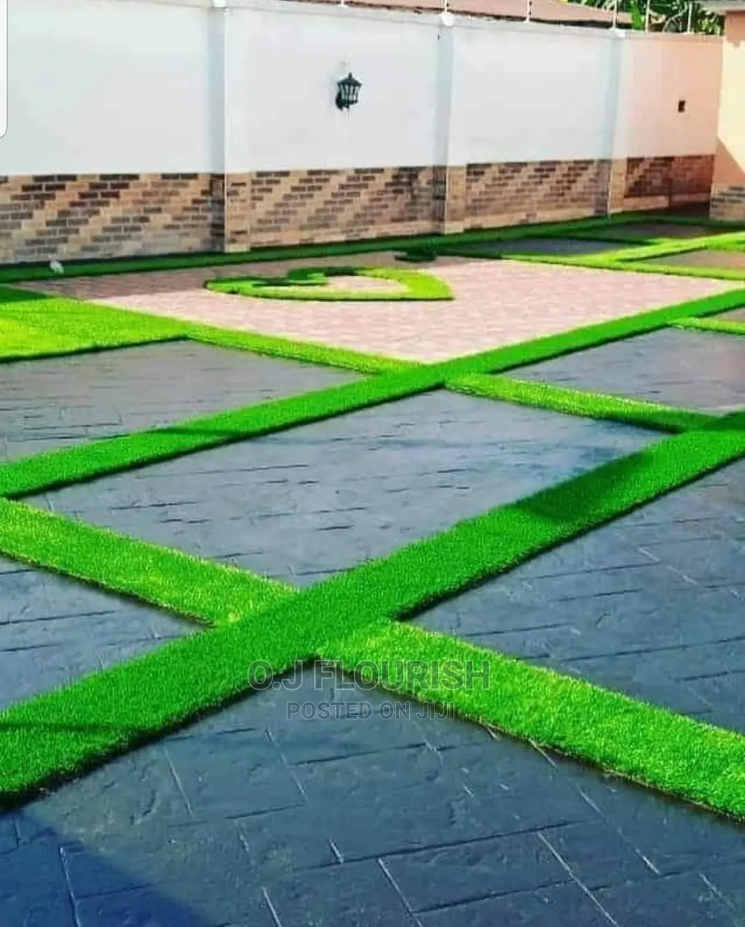 Artificial Grass Effect Stamped Concrete