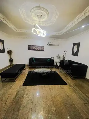 Black 6 Seater Fabric Sofa With Gold Metal Leg Side Bence