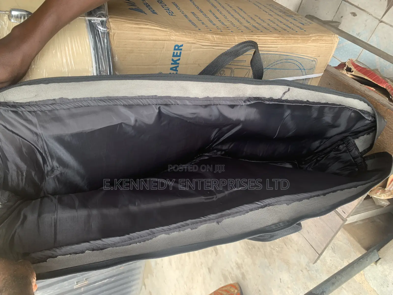 61 Keys Full Sized Pure Black Leather Padded Keyboard Bag