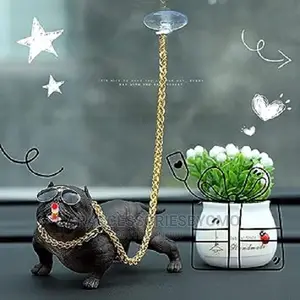 Car Dashboard Ornament Artificial Plant + Pitbull Dog