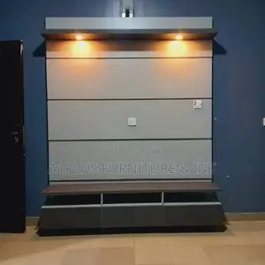 Mini Tv Wall Cladding in Light Dark Grey Laminate Finish