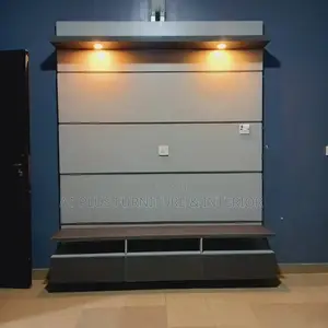 Mini Tv Wall Cladding in Light Dark Grey Laminate Finish