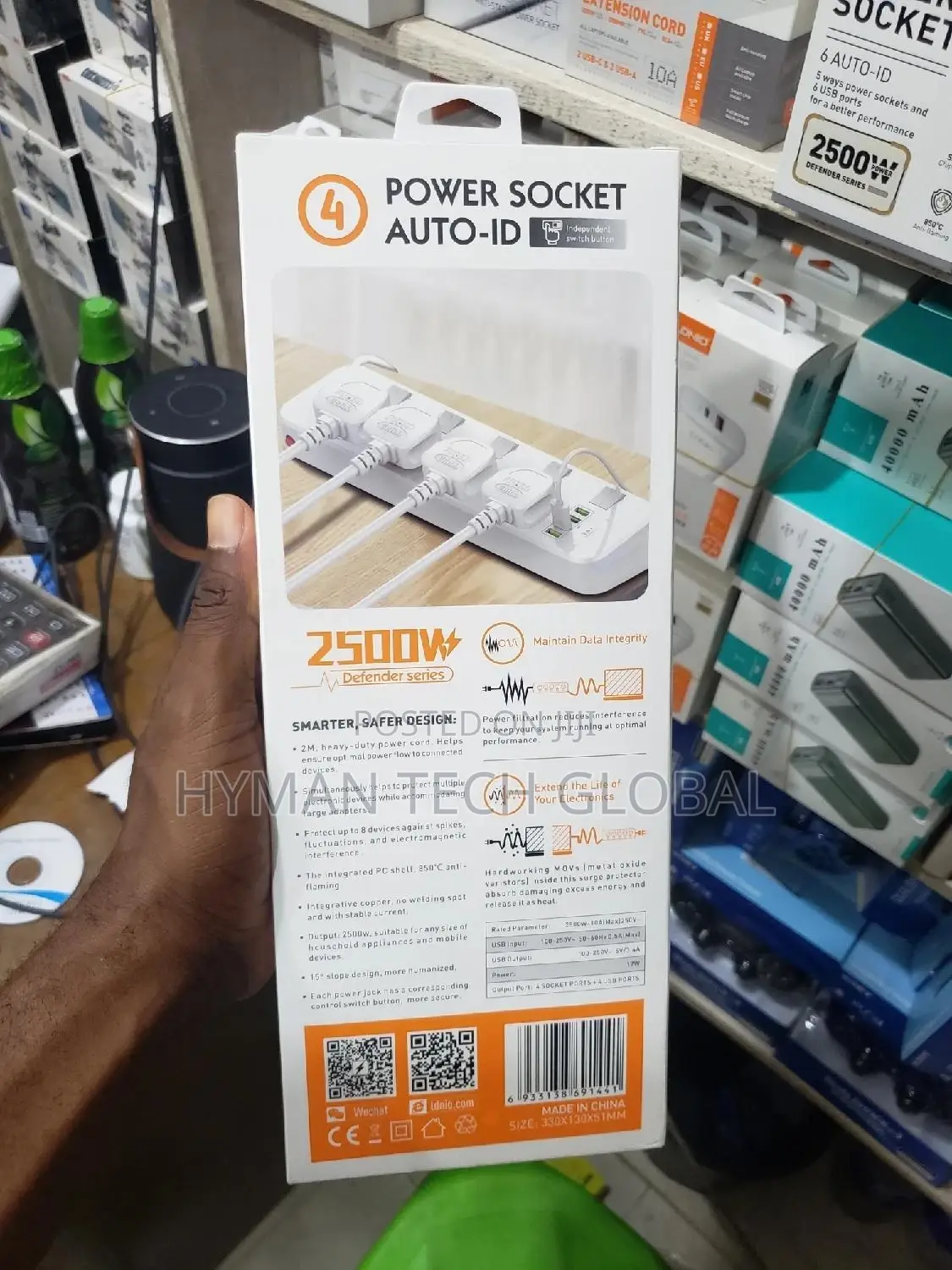Ldnio SC4408 Power Socket AUTO-ID With 4 USB Port 2500W