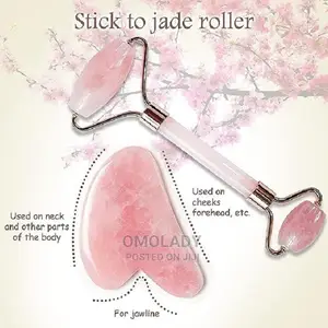 Jade Roller and Gua Sha Set Face Massage Roller Pink