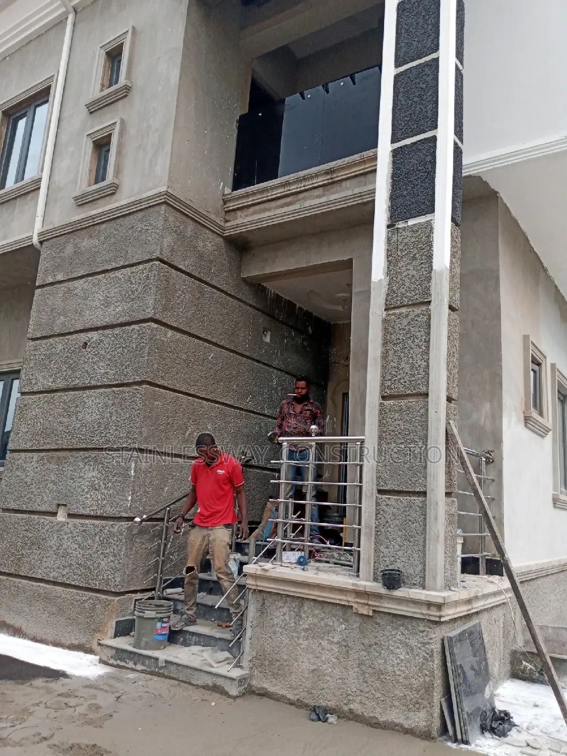 Dark Grey Glass Balcony Burification