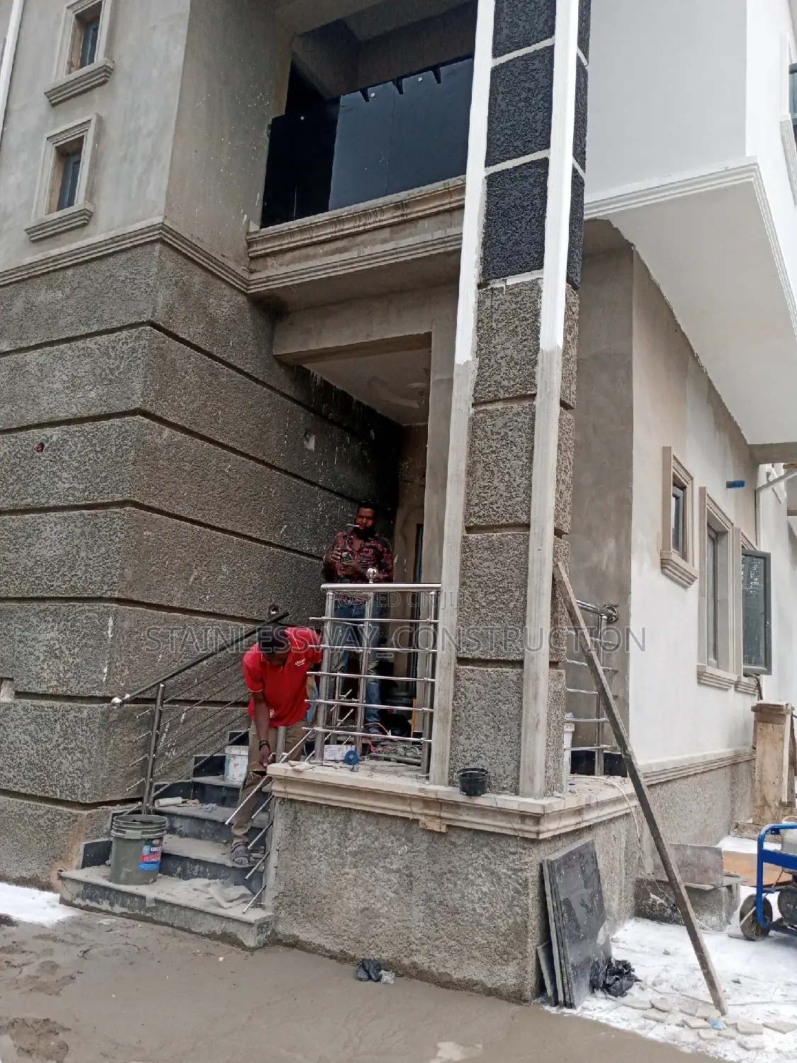 Dark Grey Glass Balcony Burification
