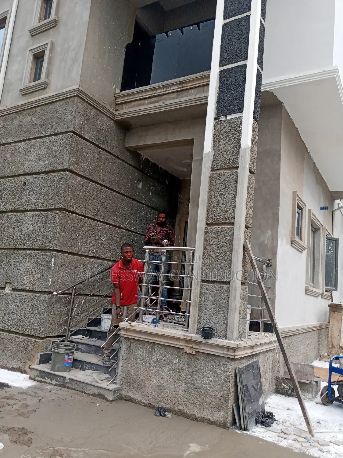 Dark Grey Glass Balcony Burification