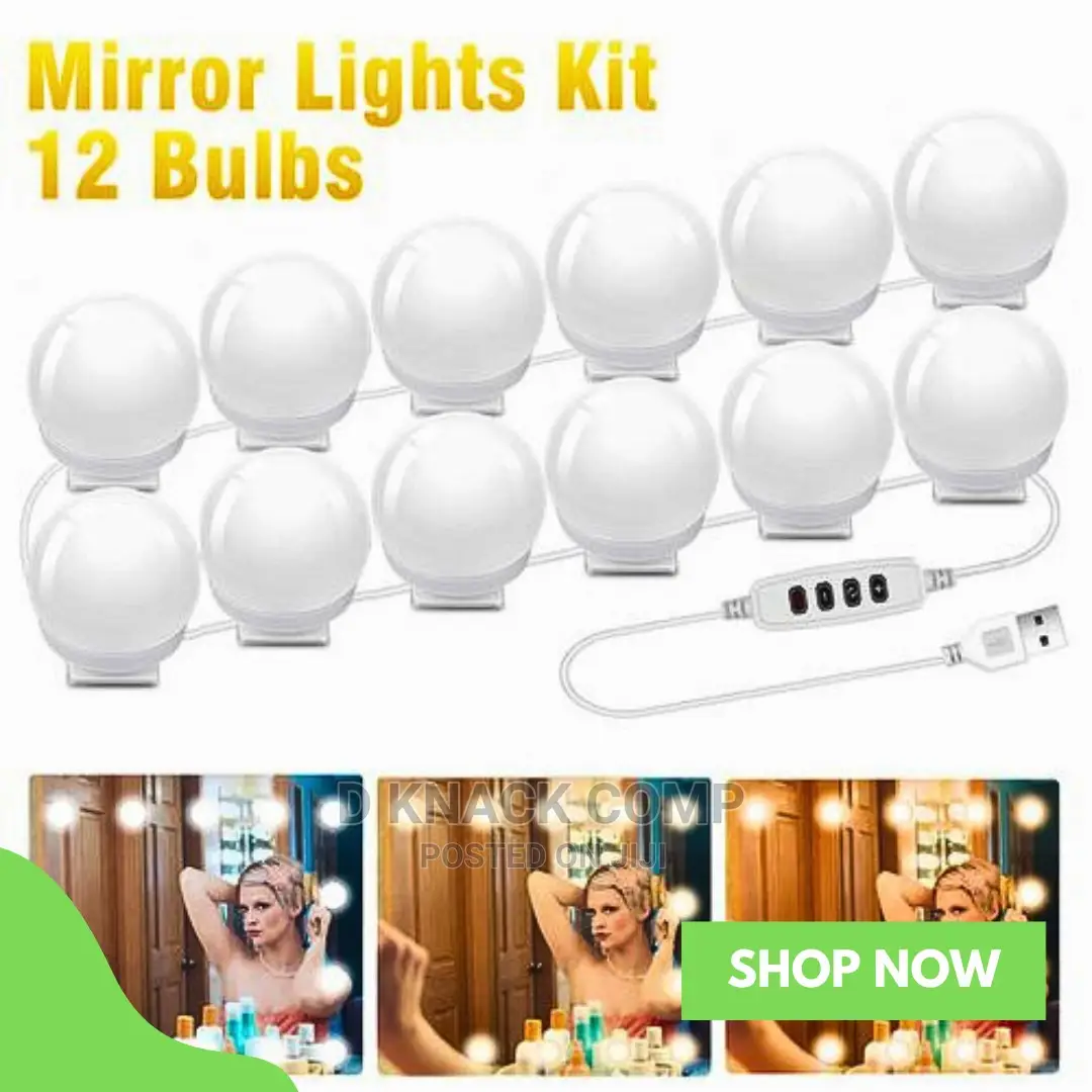 Headlight USB Leds Mirror Lights Kit With 12 Bulbs 3 Modes