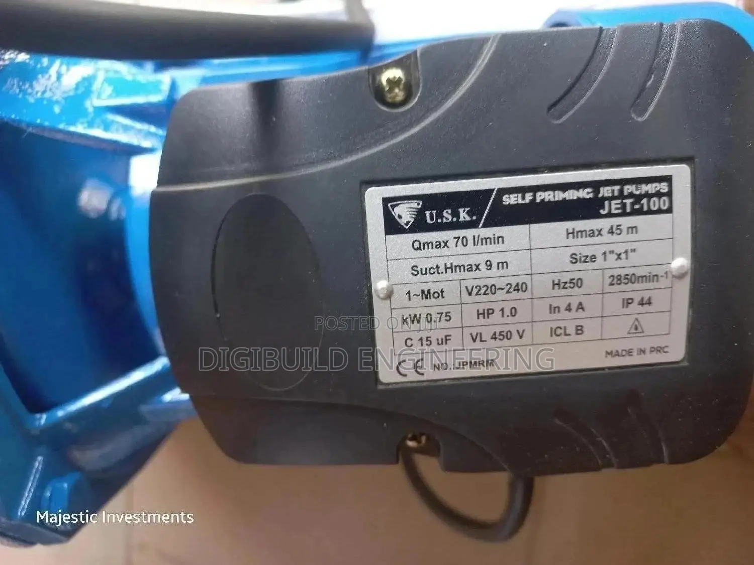 1hp Usk Surface Water Pumping Machine