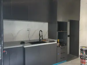 Dual Side Kitchen Cabinet Without Island in Grey Matt Finish