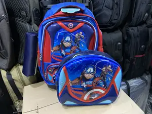 3n1 Cartoon Character Kids School Bag With Trolley