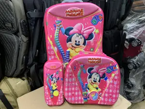 3n1 Cartoon Character Trolley Kids School Bag With Wheels