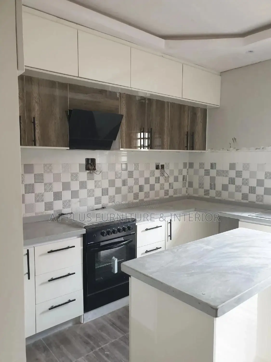 White Oak Design L-Shape Recessed Kitchen