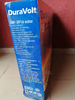 Duravolt 16 Rechargeable Fan With Solar Panel