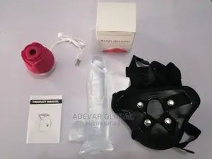 Rose Sucking Vibrator + Clear Dildo With Strap on Sex Toy