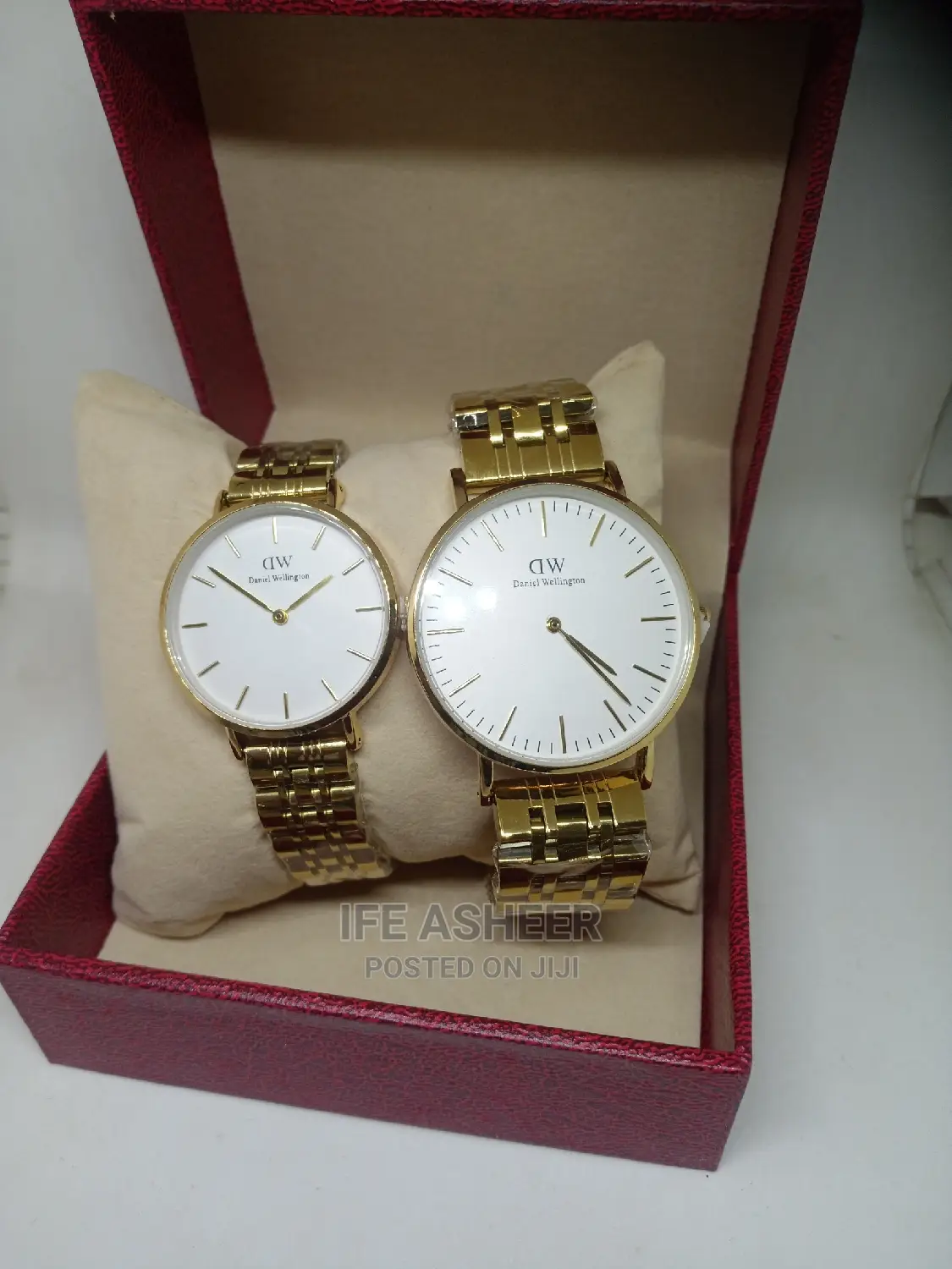 Daniel Wellington Couples White Face Chain Watch - Gold