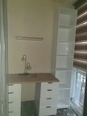 Study Table With 10 Storage Drawers Side Bookshelf