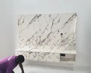 Mini Tv Wall Cladding With Console in HDF Gloss Marblefinish