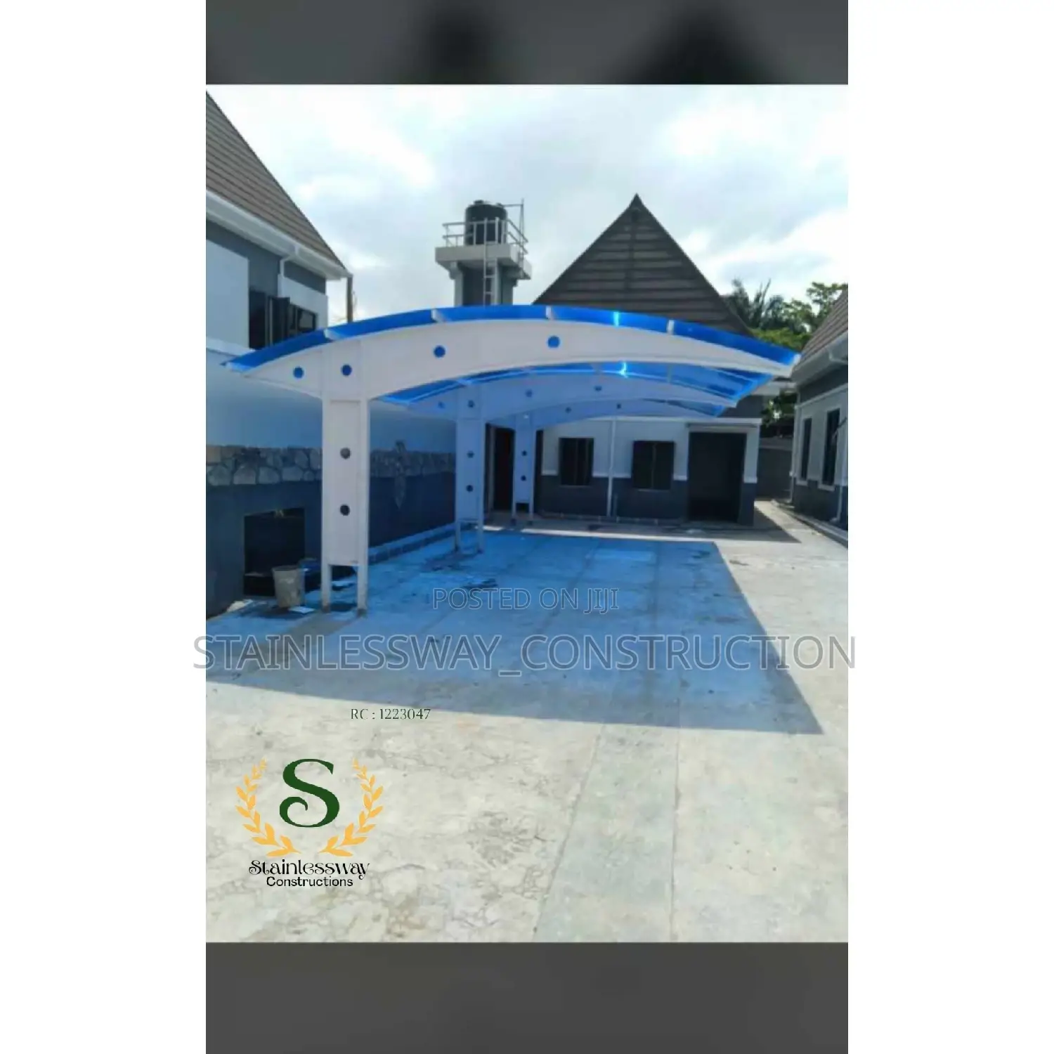 White Painted, Car Parking Shade Design