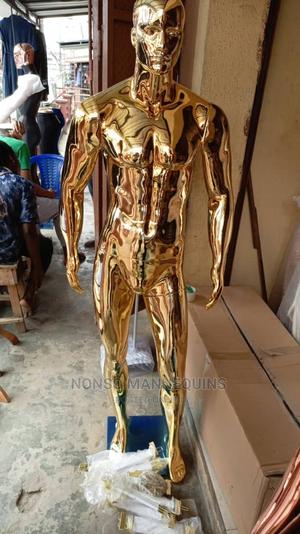 Gold Chrome Male Mannequin With Face