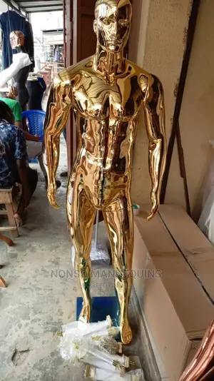 Gold Chrome Male Mannequin With Face