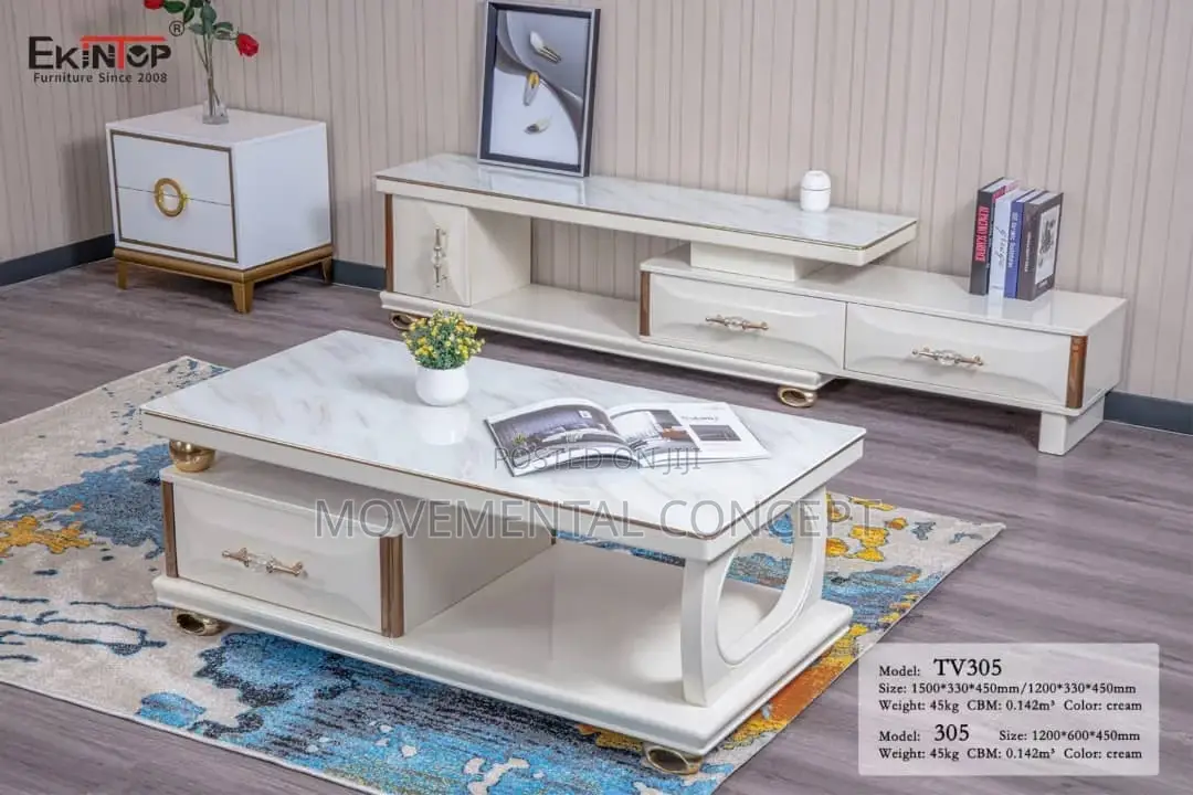 White Tv Stand and Center Table