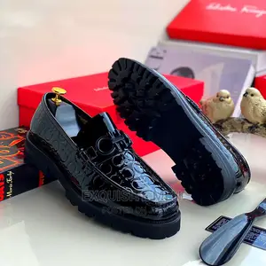 Quality Rubber Sole Faragamo Wetlooks Loafers Men's Shoe