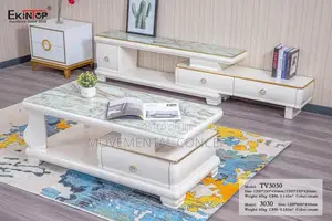 Glass Marble Center Table and Glass Marble Tv Stand