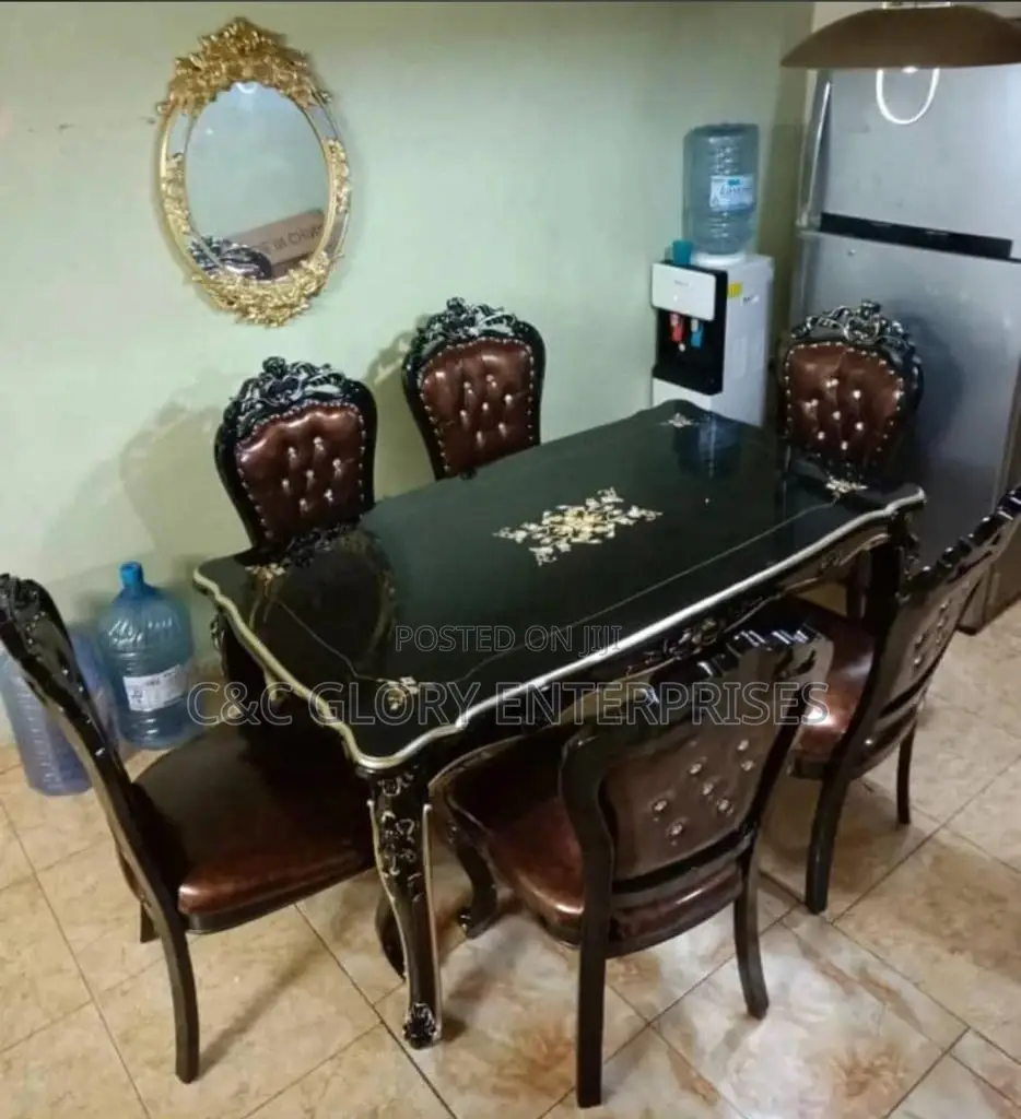 Dining Table (Wood Top) + 6 Chairs (EZC)