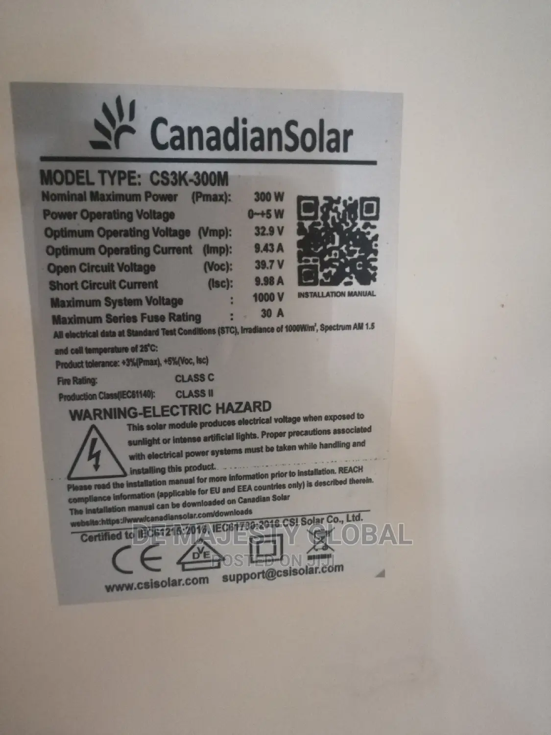 300watt Canadian Solar Panel