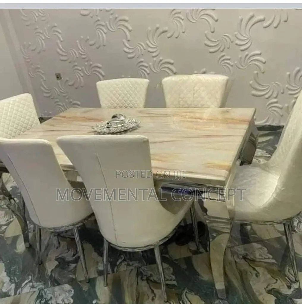 Cream Marble Dinning Set