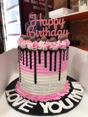 White and Pink With Chocolate Drips Birthday Cakes