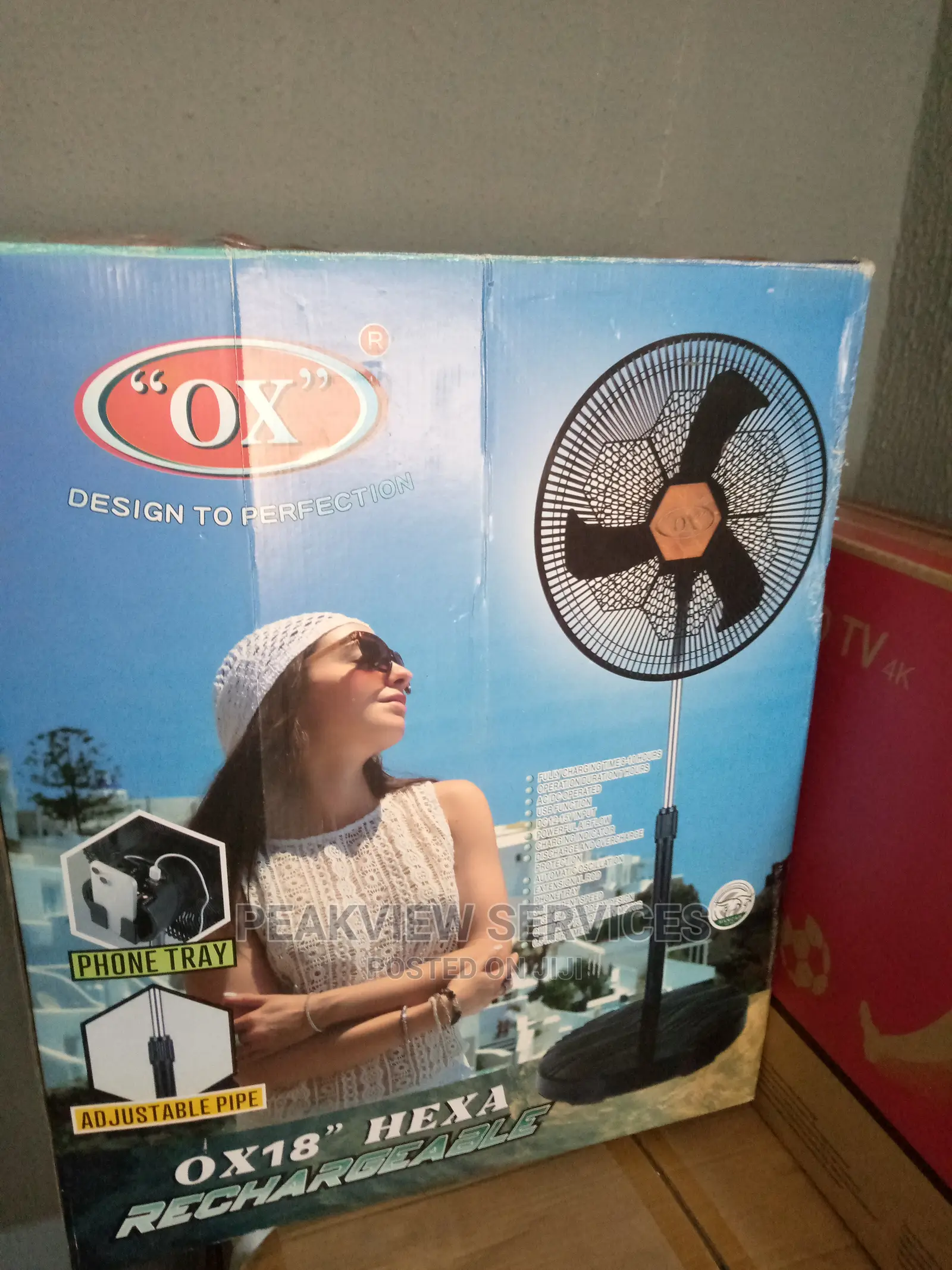 Original OX 18'' RF-1618 Hexa Rust-Proof Rechargeable Fan