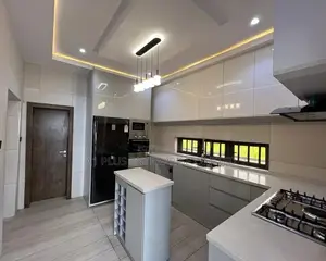 U-shape White Grey Full Height Kitchen Cabinet