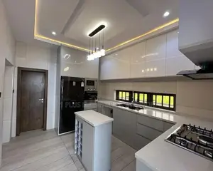 U-shape White Grey Full Height Kitchen Cabinet