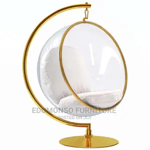 Hanging Bubble Chair With Stand - Gold